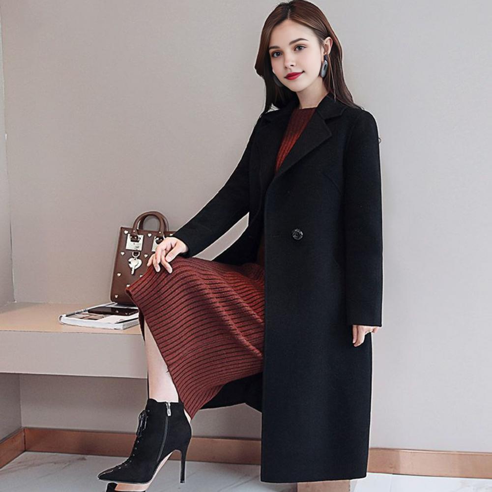Wool Coat Peacoat - Женское шерстяное пальто однотонное, удлиненное, повседневное,