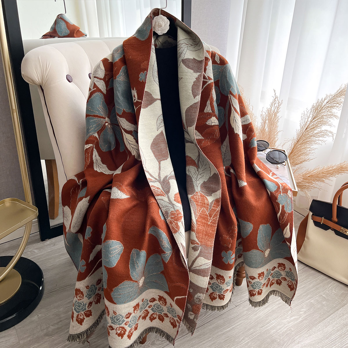 Shawl Wrap Winter - Женские утепленные роскошные зимние двухсторонние кашемировые