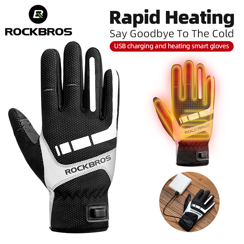 Touch Screen Gloves - ROCKBROS зимние перчатки с подогревом, велосипедные